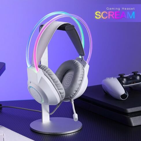 سماعة رأس سلكية للألعاب Redragon H231 Scream، صوت محيطي ستيريو، مشغلات 40 مم، وسادات أذن جلدية من الإسفنج، ميكروفون يلغي الضوضاء، سماعة رأس متعددة المنصات، تعمل مع أجهزة الكمبيوتر/PS4/5/NS/Xbox-one، أسود in Saudi Arabia