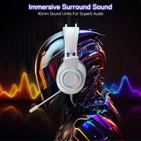 سماعة رأس سلكية للألعاب Redragon H231 Scream، صوت محيطي ستيريو، مشغلات 40 مم، وسادات أذن جلدية من الإسفنج، ميكروفون يلغي الضوضاء، سماعة رأس متعددة المنصات، تعمل مع أجهزة الكمبيوتر/PS4/5/NS/Xbox-one، أسود in Saudi Arabia