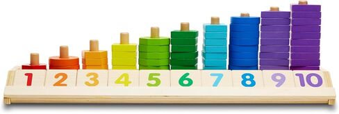 Melissa & Doug Counting Shape Stacker - Wooden Educational Toy With 55 Shapes and 10 Number Tiles in Saudi Arabia