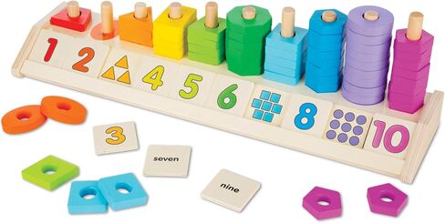 Melissa & Doug Counting Shape Stacker - Wooden Educational Toy With 55 Shapes and 10 Number Tiles in Saudi Arabia
