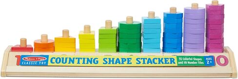 Melissa & Doug Counting Shape Stacker - Wooden Educational Toy With 55 Shapes and 10 Number Tiles in Saudi Arabia