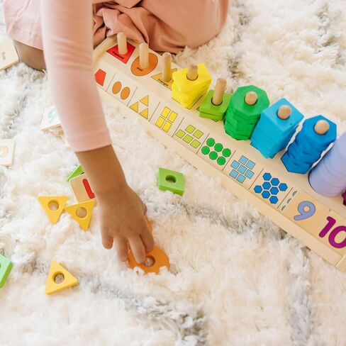 Melissa & Doug Counting Shape Stacker - Wooden Educational Toy With 55 Shapes and 10 Number Tiles in Saudi Arabia