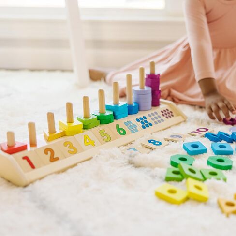 Melissa & Doug Counting Shape Stacker - Wooden Educational Toy With 55 Shapes and 10 Number Tiles in Saudi Arabia