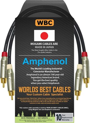 WORLDS BEST CABLES 1.5 Foot – High-Definition Audio Interconnect Cable Pair CUSTOM MADE using Mogami 2964 wire and Amphenol ACPR Die-Cast, Gold Plated RCA Connectors in Saudi Arabia