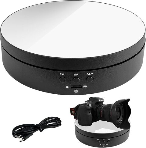 Sutekus Rotating Display Stand 360 Degree Motorized Turntable Revolving Base with Mirror Glass for Photography Live Streaming Products Jewelry 3D Models (5.4Inch) in Saudi Arabia