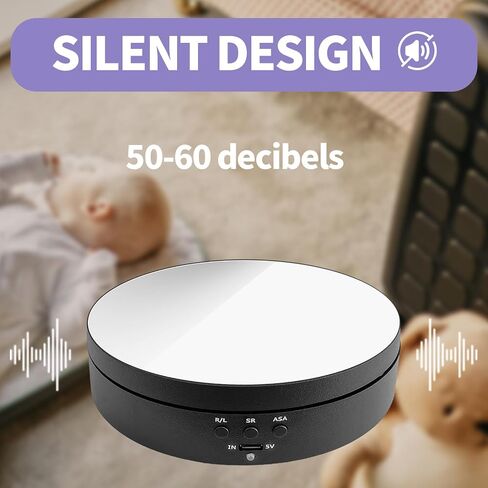 حامل عرض دوار Sutekus قاعدة دوارة بمحرك 360 درجة مع زجاج مرآة للتصوير الفوتوغرافي ومنتجات البث المباشر ونماذج المجوهرات ثلاثية الأبعاد (7.6 بوصة) in Saudi Arabia