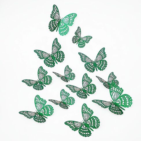 3D Butterfly Wall Decor 3 Sizes, Kurilai Flash 12Pcs Butterfly Decorations Party Birthday Cake Decoration, Removable Shiny Wall Stickers for Kids Nursery Wedding Bedroom Room Decor (Purple) in Saudi Arabia