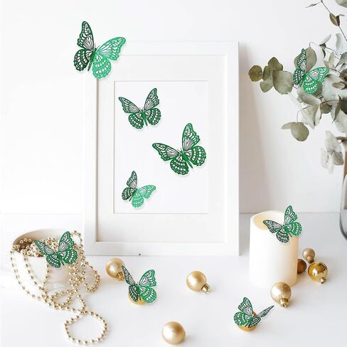 3D Butterfly Wall Decor 3 Sizes, Kurilai Flash 12Pcs Butterfly Decorations Party Birthday Cake Decoration, Removable Shiny Wall Stickers for Kids Nursery Wedding Bedroom Room Decor (Purple) in Saudi Arabia