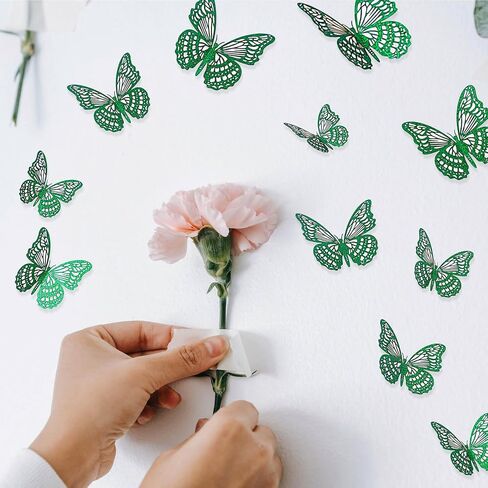 3D Butterfly Wall Decor 3 Sizes, Kurilai Flash 12Pcs Butterfly Decorations Party Birthday Cake Decoration, Removable Shiny Wall Stickers for Kids Nursery Wedding Bedroom Room Decor (Purple) in Saudi Arabia