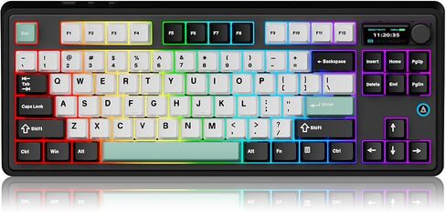 AK870 Gasket Mechanical Keyboard with Hot Swap TFT Screen & Knob - Five Layer Padding - 4000mAh Battery - South Facing LED - Bluetooth/2.4GHZ/Wired Hot Swap RGB Keyboard in Saudi Arabia