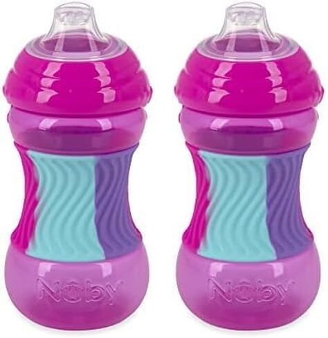 Nuby No Spill Sili Bands 10oz Soft Spout Cup with Textured Easy Grip Silicone Band - Aqua in Saudi Arabia