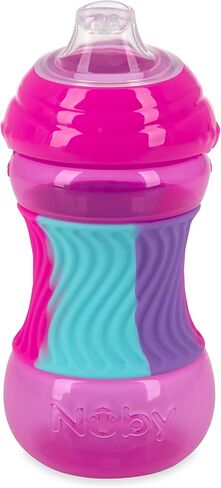 Nuby No Spill Sili Bands 10oz Soft Spout Cup with Textured Easy Grip Silicone Band - Aqua in Saudi Arabia