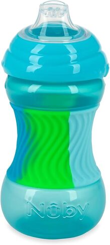 Nuby No Spill Sili Bands 10oz Soft Spout Cup with Textured Easy Grip Silicone Band - Aqua in Saudi Arabia