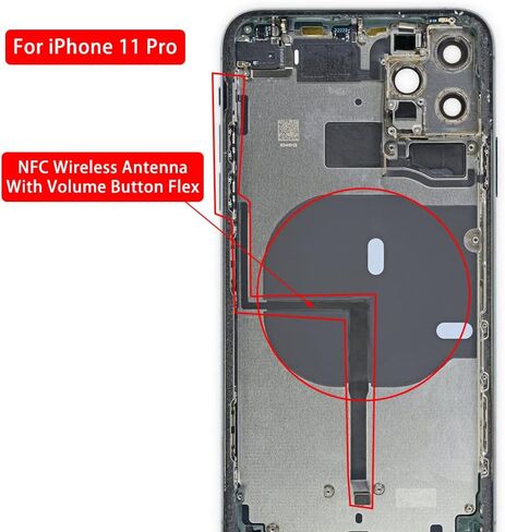 NFC Wireless Chip Antenna for iPhone 11 Pro - Charging Coil QI Signal Pad with Volume Flex Cable and Metal Bracket Pre-Installed in Saudi Arabia