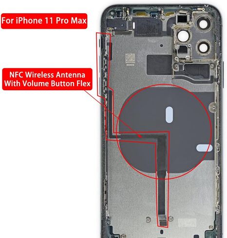 NFC Wireless Chip Antenna for iPhone 11 Pro - Charging Coil QI Signal Pad with Volume Flex Cable and Metal Bracket Pre-Installed in Saudi Arabia