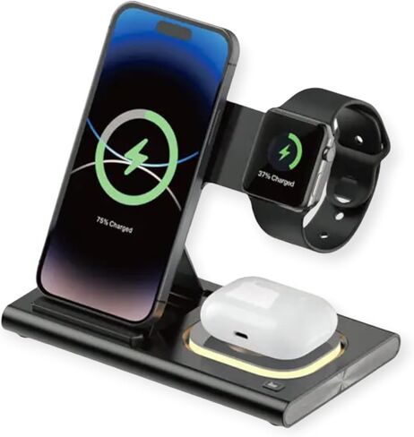 3 in 1 Wireless Charger for iPhone, wireless Charging Station for Apple Devices, Wireless Charger for iPhone 15 14 13 12 11 X Pro Max & Apple Watch,Charging Dock for AirPods 3/2/1/Pro in Saudi Arabia