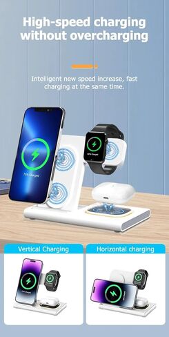 3 in 1 Wireless Charger for iPhone, wireless Charging Station for Apple Devices, Wireless Charger for iPhone 15 14 13 12 11 X Pro Max & Apple Watch,Charging Dock for AirPods 3/2/1/Pro in Saudi Arabia