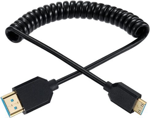 كابل Qaoquda Mini HDMI إلى HDMI ملفوف، 8K Mini HDMI ذكر إلى HDMI ذكر سلك زنبركي 2.1 فولت 8K@60 هرتز 4K@120 هرتز لرسومات الكمبيوتر اللوحي/بطاقة الفيديو والكمبيوتر المحمول والمزيد (1.2M/4FT) (مستقيم) in Kuwait