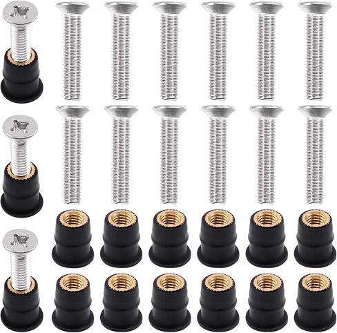 M4 M5 M6 Well Nut Expansion Nuts and 304 Stainless Steel Screw Rubber and Steel Parts Windscreen Nuts Accessories for Motorcycle Kayak Boats (M4 M5 M6) in Saudi Arabia