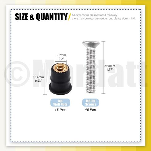 M4 M5 M6 Well Nut Expansion Nuts and 304 Stainless Steel Screw Rubber and Steel Parts Windscreen Nuts Accessories for Motorcycle Kayak Boats (M4 M5 M6) in Saudi Arabia