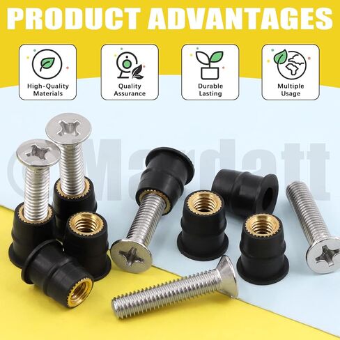 M4 M5 M6 Well Nut Expansion Nuts and 304 Stainless Steel Screw Rubber and Steel Parts Windscreen Nuts Accessories for Motorcycle Kayak Boats (M4 M5 M6) in Saudi Arabia