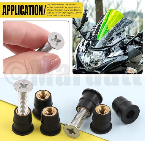 M4 M5 M6 Well Nut Expansion Nuts and 304 Stainless Steel Screw Rubber and Steel Parts Windscreen Nuts Accessories for Motorcycle Kayak Boats (M4 M5 M6) in Saudi Arabia
