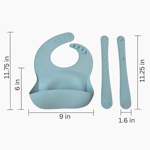100% Food Grade Silicone Baby Bib with Adjustable Waist & Neck Straps, BPA Free, PVC Free, Durable, Large Pocket Food Catcher in Saudi Arabia