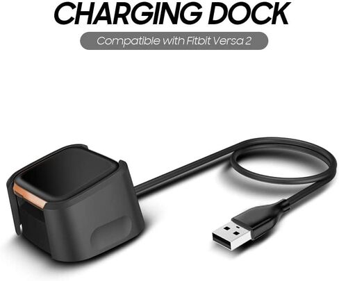 TUCANA Charger Compatible with Fitbit Versa 2 (Not for Versa/Versa Lite), Replacement USB Charging Cable Dock Stand for Versa 2 Health & Fitness Smartwatch (2-Pack) in Saudi Arabia