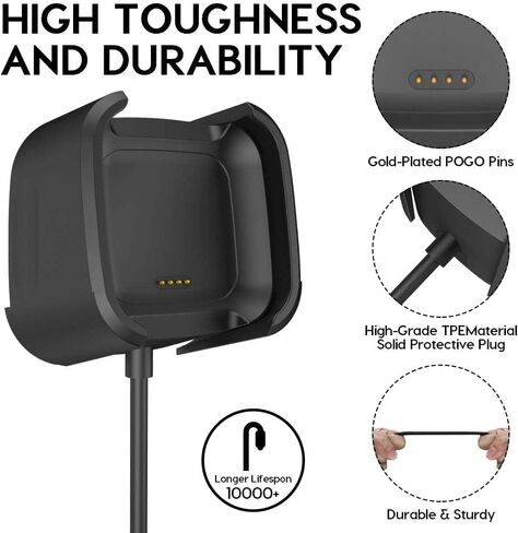 TUCANA Charger Compatible with Fitbit Versa 2 (Not for Versa/Versa Lite), Replacement USB Charging Cable Dock Stand for Versa 2 Health & Fitness Smartwatch (2-Pack) in Saudi Arabia