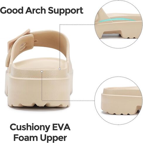 صنادل نسائية من NineCiFun ذات نعل سميك بكعب منخفض وصنادل مفتوحة عند الأصابع مع إبزيم قابل للتعديل in Kuwait