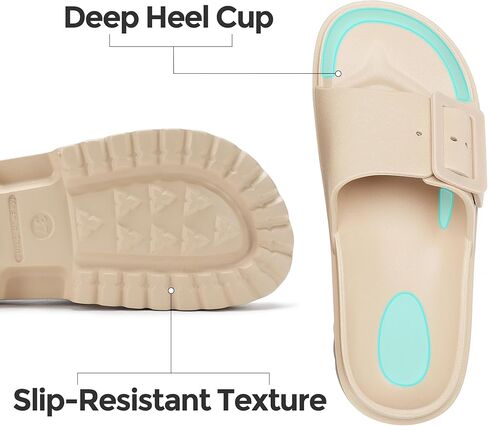 صنادل نسائية من NineCiFun ذات نعل سميك بكعب منخفض وصنادل مفتوحة عند الأصابع مع إبزيم قابل للتعديل in Kuwait