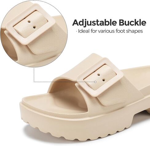 صنادل نسائية من NineCiFun ذات نعل سميك بكعب منخفض وصنادل مفتوحة عند الأصابع مع إبزيم قابل للتعديل in Kuwait