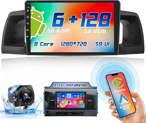[8 Core 6G+128G] Inefala ترقية Android 13 Radio Dash Kit لسيارة Toyota Corolla EX 2007-2012، شاشة ستيريو تعمل باللمس 9 بوصة مع Carplay اللاسلكي وAndroid Auto، GPS/WiFi، 32EQ DSP، 59 UI، كاميرا احتياطية in Kuwait