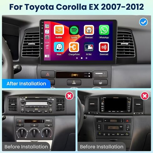 [8 Core 6G+128G] Inefala ترقية Android 13 Radio Dash Kit لسيارة Toyota Corolla EX 2007-2012، شاشة ستيريو تعمل باللمس 9 بوصة مع Carplay اللاسلكي وAndroid Auto، GPS/WiFi، 32EQ DSP، 59 UI، كاميرا احتياطية in Kuwait