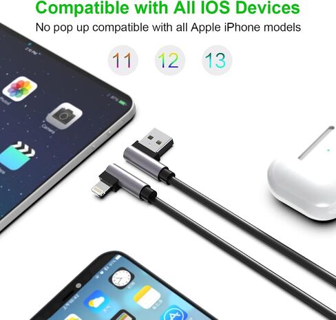 1.8M/6Ft USB iPhone 90 Degree Coiled Lightning Charging Cable for CarPlay,Elbow Apple Fast Charging+Sync Data Spring Retractable Charger Cord Adapter for iOS/iPhone 13/12/11/SE/Xs/Xr/8/7/6/iPad/iPod in Saudi Arabia