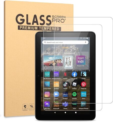 عبوتان من واقي الشاشة الزجاجي المقوى لجهاز Fire HD 8 وFire HD 8 Plus اللوحي الجديد مقاس 8 بوصة (الجيل الثاني عشر/العاشر - إصدار 2022/2020)، بدون موجات، بدون فقاعات in Saudi Arabia