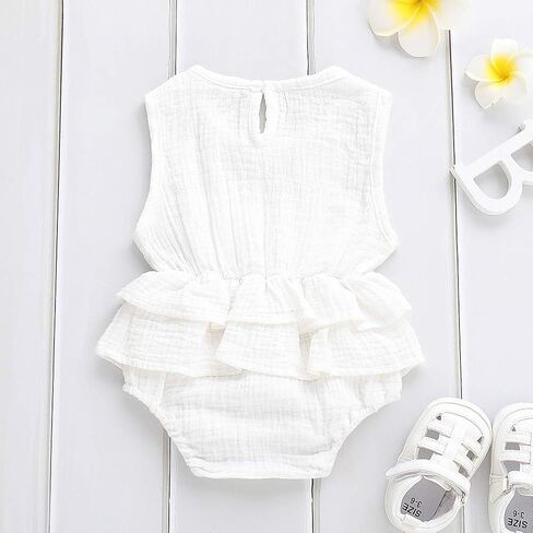 Newborn Baby Girl Romper Cotton Linen Bodysuits Ruffle Sleeve Summer Jumpsuit Outfits Clothes in Saudi Arabia