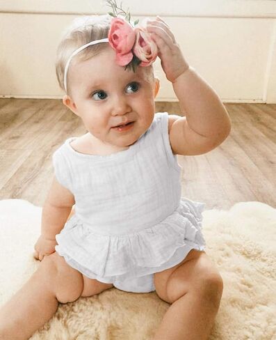 Newborn Baby Girl Romper Cotton Linen Bodysuits Ruffle Sleeve Summer Jumpsuit Outfits Clothes in Saudi Arabia