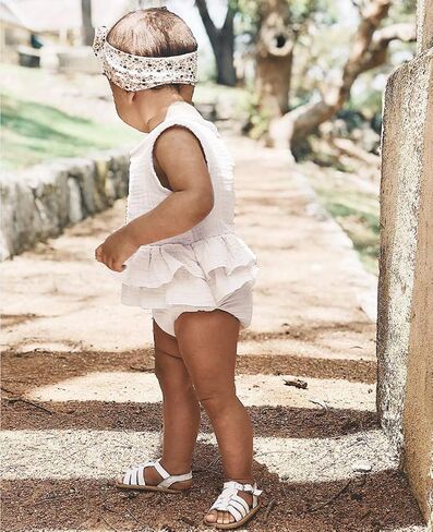 Newborn Baby Girl Romper Cotton Linen Bodysuits Ruffle Sleeve Summer Jumpsuit Outfits Clothes in Saudi Arabia