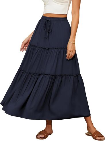 تنورة نسائية عالية المرونة بخصر جيوب الرباط تنورة ماكسي متدرجة in Kuwait