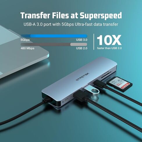 USB C Hub, USB C Adapter, 7 in 1 HDMI Port with 4K Output, PD 100W, 2 * USB-A 3.0, USB-C 3.0, Support SD/TF Card, Compatible for Laptop, Mac Pro/Air Table, Surface 8/7, Smartphone in Saudi Arabia