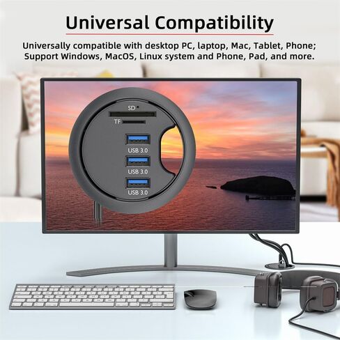 NFHK USB 3.0 Hub SD TF 3 Port USB 60mm مكتب جروميت الفاصل قاعدة لتثبيت الكمبيوتر المحمول مايكرو SD قارئ بطاقات لمكتب الكمبيوتر المكتبي in Kuwait
