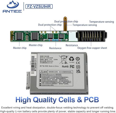 بطارية الكمبيوتر المحمول ANTIEE FZ-VZSU94W FZ-VZSU94R لباناسونيك FZ-M1 FZ-B1 FZ-B2 FZ-M1C Toughpad Notebook FZ-VZSU94 FZ-VZSU94JS FZ-VZSU94K FZ-VZSU95 FZ-VZSU95W FZ-VZSU95JS FZ-VZSU0JW الأب 22Wh in Saudi Arabia