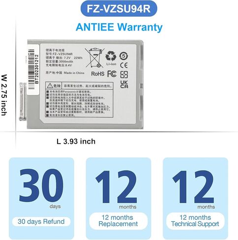 بطارية الكمبيوتر المحمول ANTIEE FZ-VZSU94W FZ-VZSU94R لباناسونيك FZ-M1 FZ-B1 FZ-B2 FZ-M1C Toughpad Notebook FZ-VZSU94 FZ-VZSU94JS FZ-VZSU94K FZ-VZSU95 FZ-VZSU95W FZ-VZSU95JS FZ-VZSU0JW الأب 22Wh in Saudi Arabia
