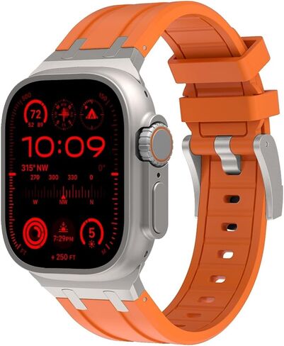 Compatible for Apple Watch Ultra Band Ultra 2 Band 49mm 45mm 44mm 42mm for Men, Silicone Watch Band for iWatch Ultra 2 Ultra Series 9 8 7 6 5 SE for Men, Cool Designed Watch Strap Compatible for Apple Watch Band for Men in Saudi Arabia