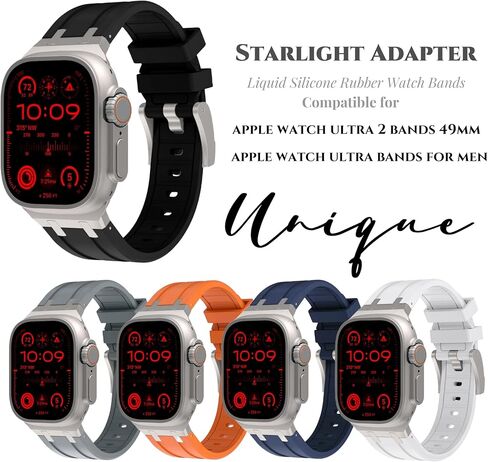 Compatible for Apple Watch Ultra Band Ultra 2 Band 49mm 45mm 44mm 42mm for Men, Silicone Watch Band for iWatch Ultra 2 Ultra Series 9 8 7 6 5 SE for Men, Cool Designed Watch Strap Compatible for Apple Watch Band for Men in Saudi Arabia