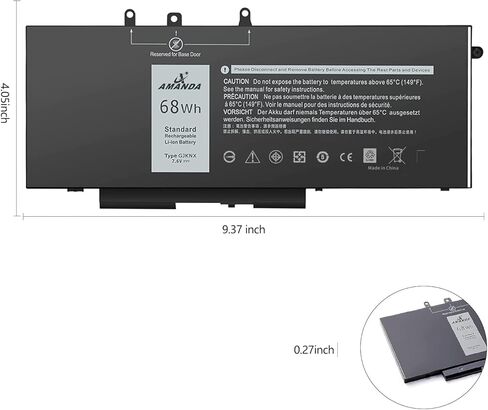 Amanda GJKNX Laptop Battery 7.6V 68Wh Replacement for Dell Latitude 5480 5580 5280 5590 5490 E5480 E5580 E5490 E5590 Precision 15 3520 3530 Series GD1JP 0GD1JP DY9NT 0DY9NT 5YHR4 451-BBZG 4cell in Kuwait
