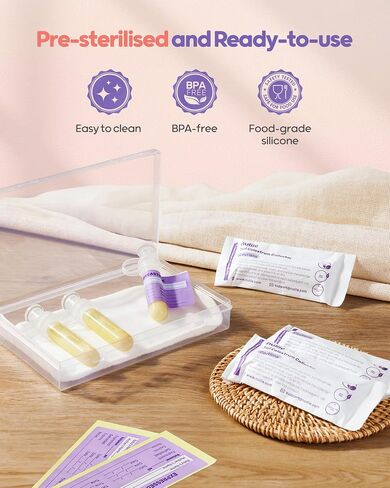 Nuliie Colostrum Collector Kit 7ml/12pcs, Leakproof, Reusable Breast Milk Collector, Heat & Freezer Resistant, BPA-Free, With Cotton Cloth Wipe, Storage Case, Cleaning Brush -Ready-to-Use for Newborns in Saudi Arabia