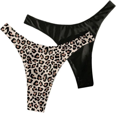 Women's 2 Pack High Waisted Bikini Thong High Cut Swimsuit Bikini Bottom Cheeky Bikini Bottoms in Saudi Arabia