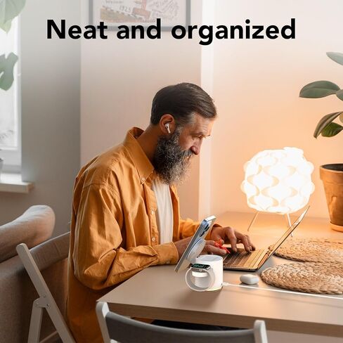 3 in 1 Wireless Charging Station for Multiple Devices Apple,MagSafe Charger Stand with Warm Night Light Compatible with IPhone 15 14 13 12 13 12 Pro/Plus/Max/X/XS,IWatch 9 8 7 SE 6/Ultra,AirPods Pro in Saudi Arabia
